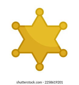 la estrella dorada de seis puntas del sheriff, un icono plano sobre un fondo blanco. ilustración vectorial.