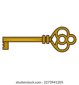 Llave de esqueleto dorado. Ilustración vectorial aislada.
