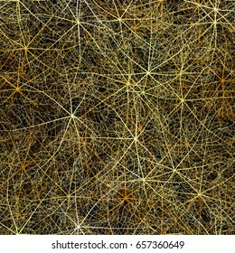 Golden skeleton leaves seamless background.