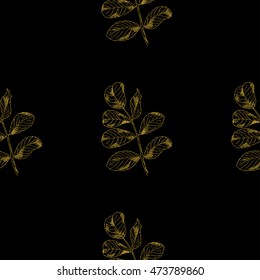 Golden sketch briar decor seamless pattern. Vector illustration for your design