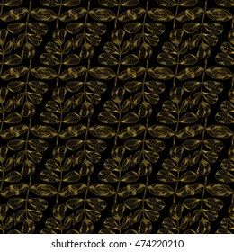 Golden sketch briar decor seamless pattern. Vector illustration for your design
