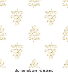 Golden sketch briar decor seamless pattern. Vector illustration for your design