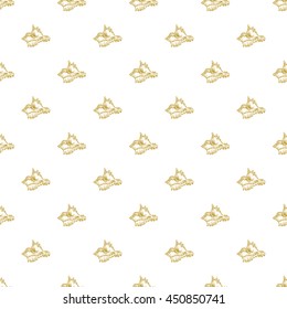 Golden sketch seashell decor seamless pattern. Vector illustration for your design
