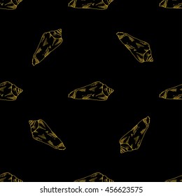 Golden sketch seashell decor seamless pattern. Vector illustration for your design