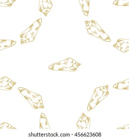 Golden sketch seashell decor seamless pattern. Vector illustration for your design