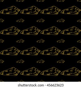 Golden sketch seashell decor seamless pattern. Vector illustration for your design