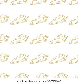 Golden sketch seashell decor seamless pattern. Vector illustration for your design