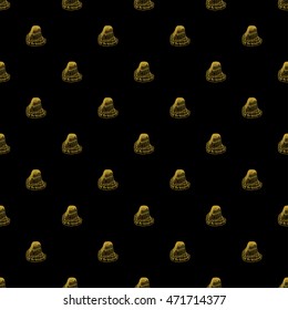 Golden sketch seashell decor seamless pattern. Vector illustration for your design