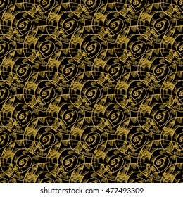 Golden sketch seashell decor seamless pattern. Vector illustration for your design