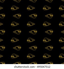 Golden sketch seashell decor seamless pattern. Vector illustration for your design