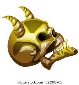 The Golden skull of the devil in profile. Vector illustration.
