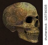 golden skull , eps 10, contains transparency objects , all elements are located on separate layers and available to editing