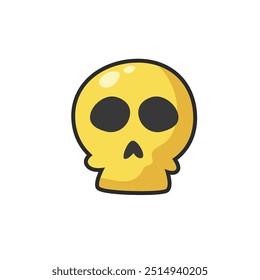 golden skull head in outline flat vector design.