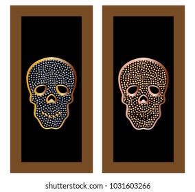 Golden skull with jewels and diamonds as a pendant and an ornament. The magical Golden skull.
