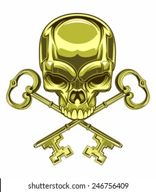 golden skull with keys