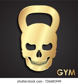 golden skull shape kettle bell symbol