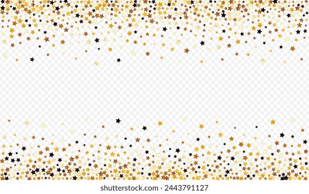 Golden Sky Vector Transparent Background. Yellow Abstract Universe Banner. Glow Magic Template.  Gilded Shiny Confetti Texture.