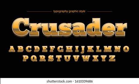 Golden Slab Serif Bold 3D ChromeTypography Artistic Font
