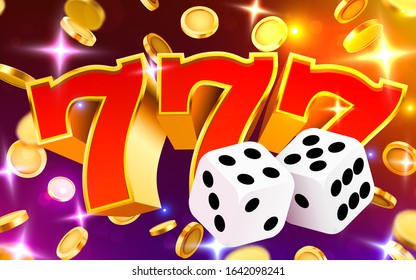 Golden slot machine 777 wins the jackpot. Big win concept. Vector illustration