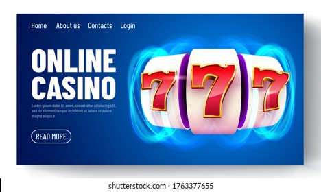 Goldener Spielautomat mit fliegenden Goldmünzen gewinnt den Jackpot. Online Casino. Web-Landing-Page Vorlage oder Banner für Internet-Casino. Big win Konzept. Vektorgrafik