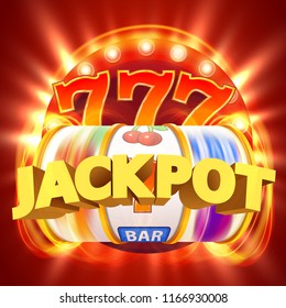 Golden Slotmaschine gewinnt den Jackpot. Big win Konzept. Casino-Jackpot. Vektorillustration