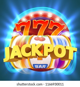 Golden Slotmaschine gewinnt den Jackpot. Big win Konzept. Casino-Jackpot. Vektorgrafik