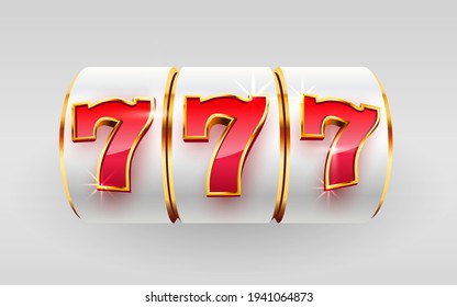 Golden slot machine wins the jackpot. 777 Big win concept. Casino jackpot. Vector illustration