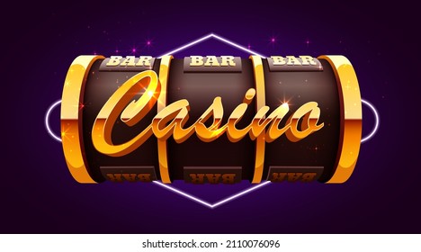 Golden slot machine wins the jackpot. 777 Big win concept. Casino jackpot. Vector illustration