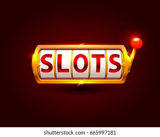 Golden slot machine wins the jackpot. isolated on black background. Vector illustration