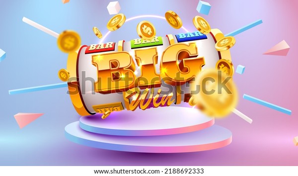Golden slot machine wins the jackpot.\
777 Big win concept. Casino jackpot. Vector\
illustration