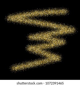Golden small confetti on a black background. Luxury New Year Background. Gold shiny abstract texture. Element of design. Vector illustration, EPS 10.