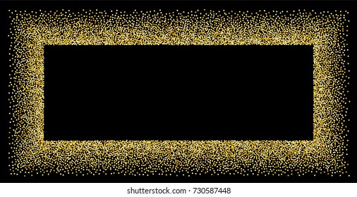 Golden small confetti on a black background. Luxury New Year Background. Gold shiny abstract texture. Element of design. Vector illustration, EPS 10.