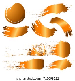 Golden smears. Brush. Gradient. Vector. Set.