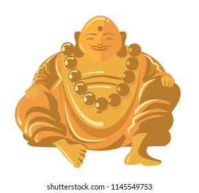 golden smiling budha japanese zen monk budai