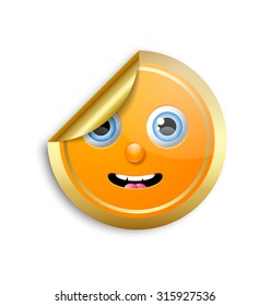 Golden smiling face sticker for custom design purposes