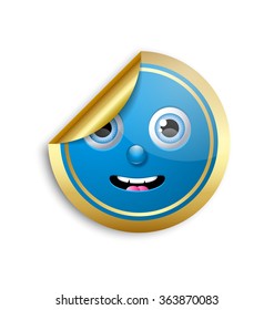 Golden smiling face sticker for custom design purposes