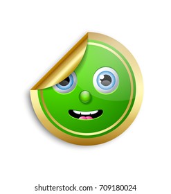 Golden smiling face sticker for custom design purposes