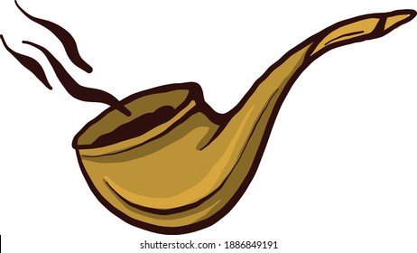 Golden smoke pipe,illustration,vector on white background