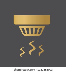 golden smoke sensor icon- vector illustration