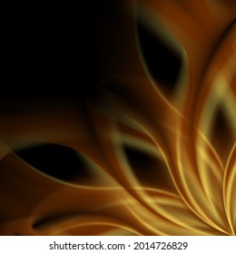 Golden smooth abstract waves on black background. Vector graphic design