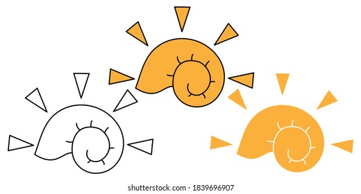 Golden snail hand drawn design vector