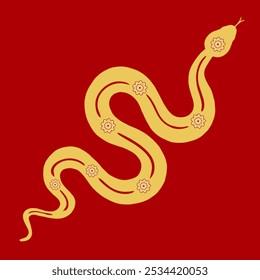 The golden snake against a red backdrop represents the Chinese zodiac’s Snake. A symbol of intelligence, adaptability, and growth, it embodies 2025’s Year of the Wood Snake.