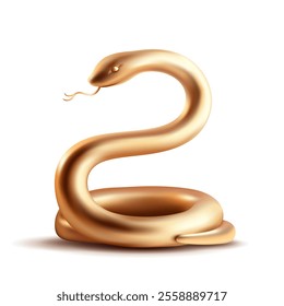 Golden snake on plain background. Isolated. 