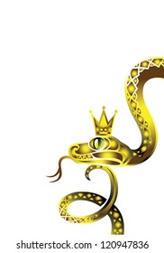 Golden snake on a white background