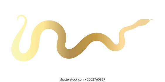 Golden snake silhouette white horizontal background. Symbol of 2025 Chinese zodiac. Minimalist vector snake icon. World snake day