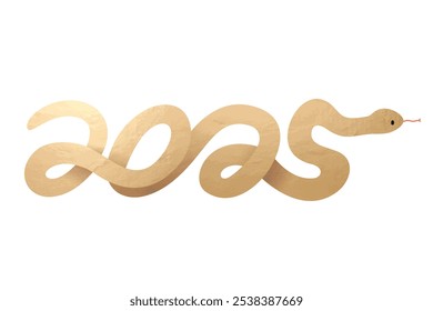 Golden snake turning 2025 towards the right