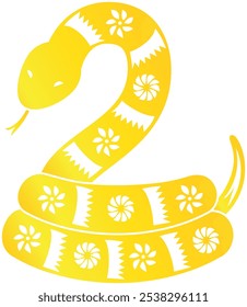 Golden Snake Zodiac Animals for Chinese Lunar New Year.	