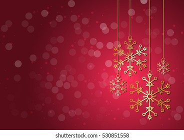 Golden snow flake and out of focus background vector, drawing by hand vector and digital illustration created without reference image.