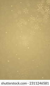 Golden Snow Vector Golden Background. Holiday Snowflake Design. Gold Light Backdrop. Abstract Snowfall Holiday.