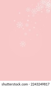 Golden Snowfall Vector Pink Background. Light Snow Illustration. Gold Xmas Pattern. Abstract Snowflake Texture.